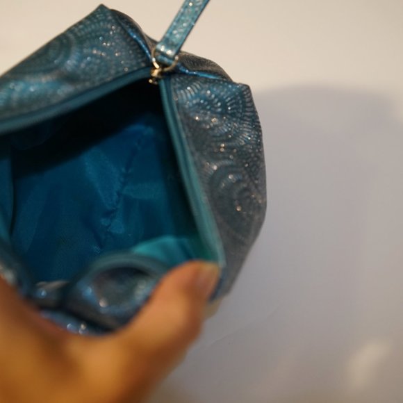 MakeUp Blue with Glitter in Pattern Zipper Box Cosmetic Bag Box - Picture 13 of 13